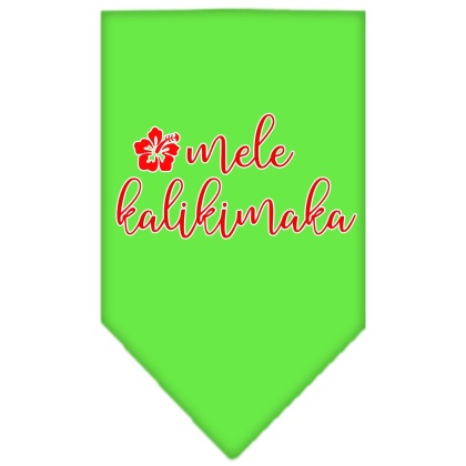 Mele Kalikimaka Screen Print Bandana Lime Green Large