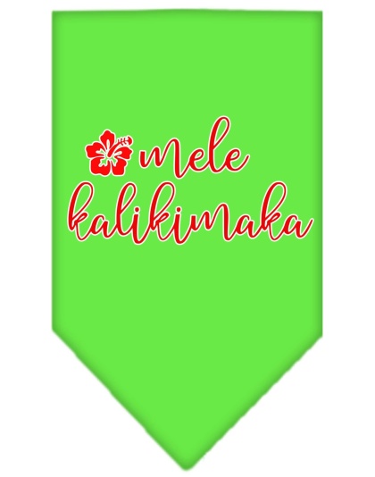 Mele Kalikimaka Screen Print Bandana Lime Green Large