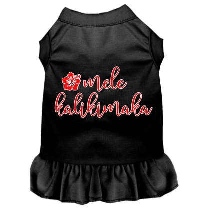 Mele Kalikimaka Screen Print Dog Dress Black 4X