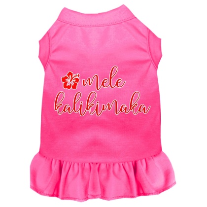 Mele Kalikimaka Screen Print Dog Dress Bright Pink 4X