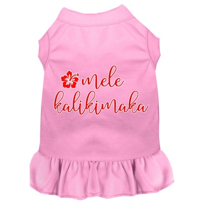 Mele Kalikimaka Screen Print Dog Dress Light Pink 4X