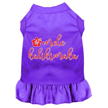 Mele Kalikimaka Screen Print Dog Dress Purple 4X