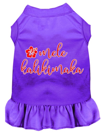 Mele Kalikimaka Screen Print Dog Dress Purple 4X