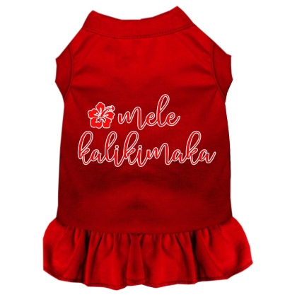 Mele Kalikimaka Screen Print Dog Dress Red 4X