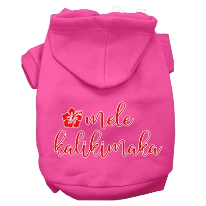 Mele Kalikimaka Screen Print Dog Hoodie Bright Pink L