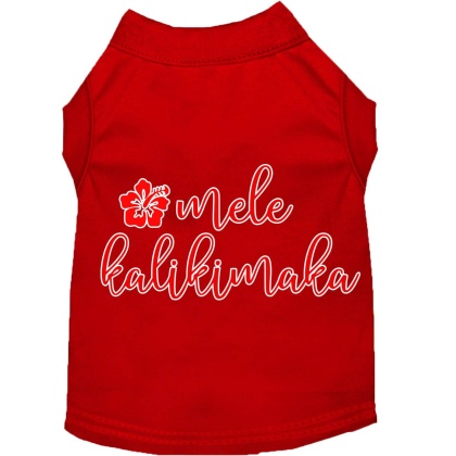 Mele Kalikimaka Screen Print Dog Shirt Red Lg