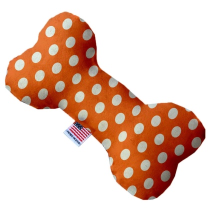 Melon Orange Swiss Dots 10 Inch Canvas Bone Dog Toy