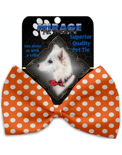 Melon Orange Swiss Dots Pet Bow Tie