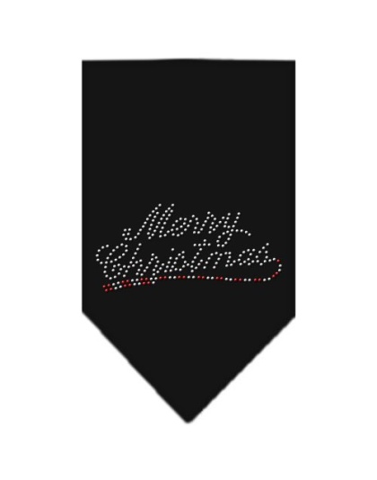 Merry Christmas Rhinestone Bandana Black Large