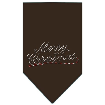 Merry Christmas Rhinestone Bandana Cocoa Large