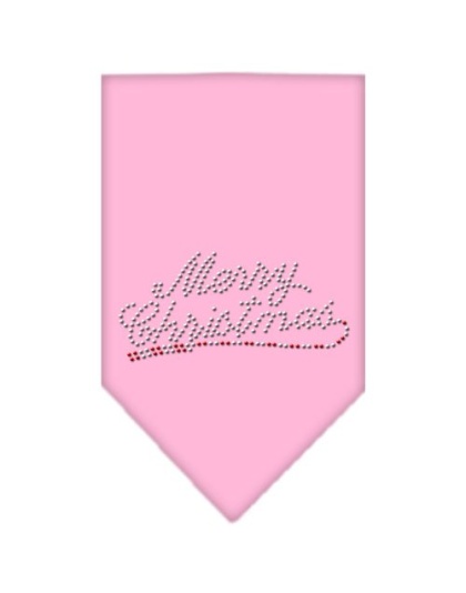 Merry Christmas Rhinestone Bandana Light Pink Large