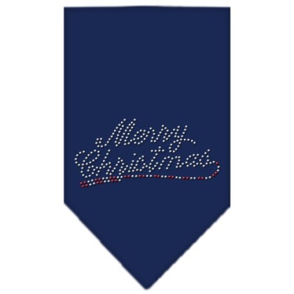 Merry Christmas Rhinestone Bandana Navy Blue large