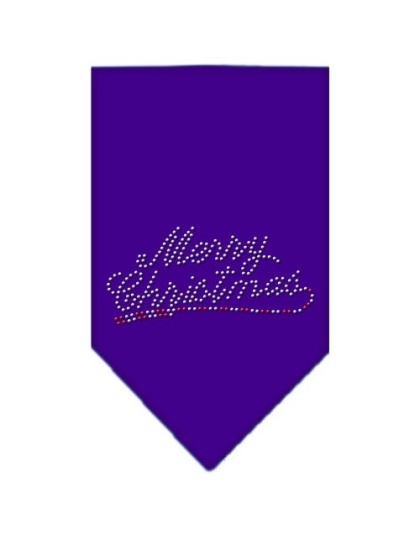 Merry Christmas Rhinestone Bandana Purple Large