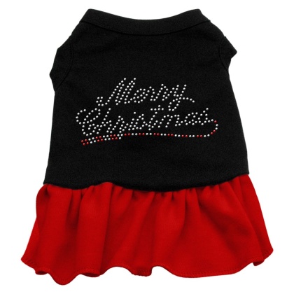 Merry Christmas Rhinestone Dress Black with Red Lg