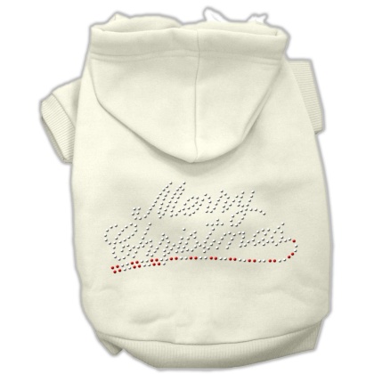 Merry Christmas Rhinestone Hoodies Cream L