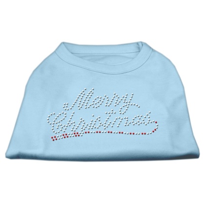 Merry Christmas Rhinestone Shirt Baby Blue L