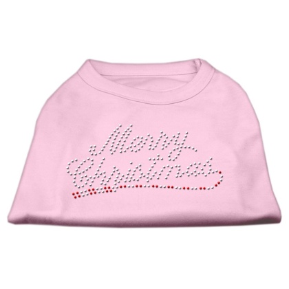 Merry Christmas Rhinestone Shirt Light Pink L