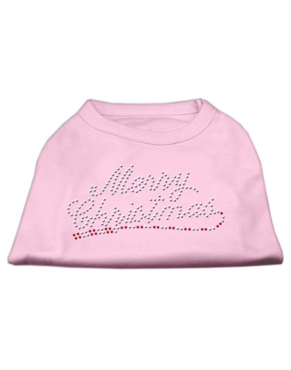 Merry Christmas Rhinestone Shirt Light Pink L