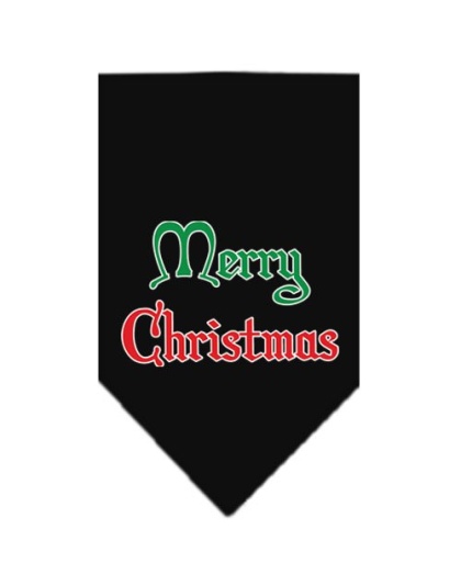 Merry Christmas Screen Print Bandana Black Large