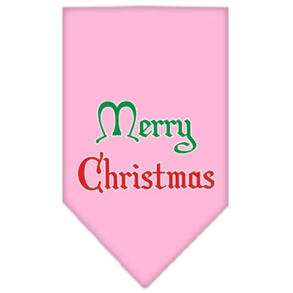 Merry Christmas Screen Print Bandana Light Pink Large