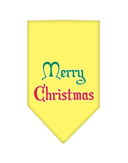 Merry Christmas Screen Print Bandana Yellow Large