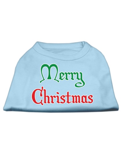 Merry Christmas Screen Print Shirt Baby Blue Lg