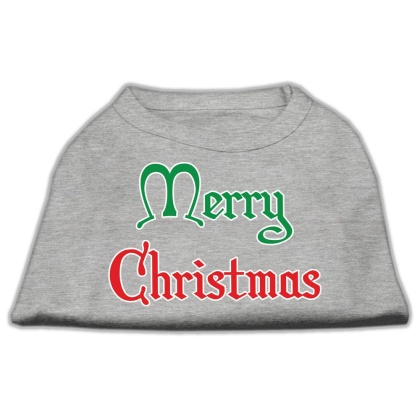 Merry Christmas Screen Print Shirt Grey Lg