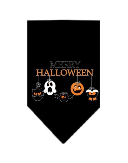 Merry Halloween Screen Print Bandana Black Large