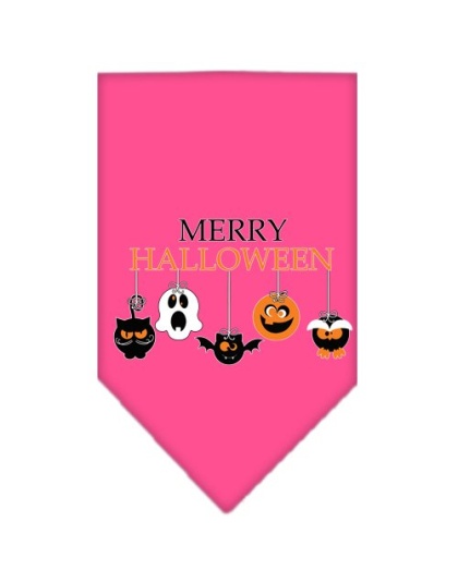 Merry Halloween Screen Print Bandana Bright Pink Large