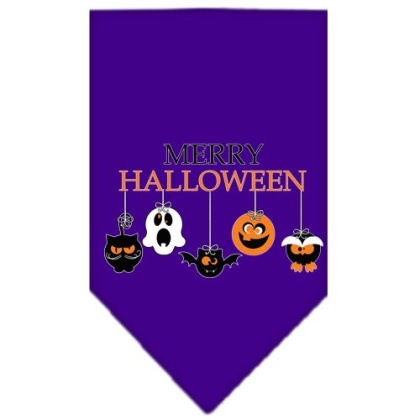 Merry Halloween Screen Print Bandana Purple Large