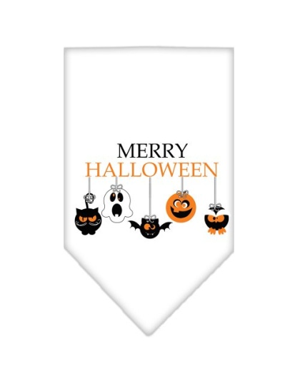 Merry Halloween Screen Print Bandana White Large