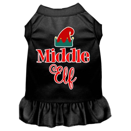 Middle Elf Screen Print Dog Dress Black 4X