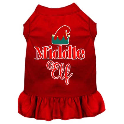 Middle Elf Screen Print Dog Dress Red 4X