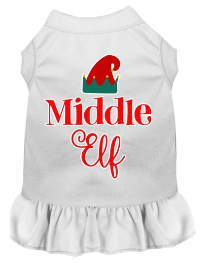 Middle Elf Screen Print Dog Dress White 4X