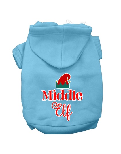 Middle Elf Screen Print Dog Hoodie Baby Blue L