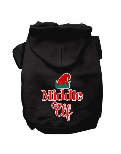 Middle Elf Screen Print Dog Hoodie Black L