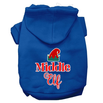 Middle Elf Screen Print Dog Hoodie Blue L