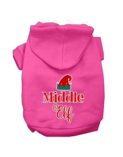 Middle Elf Screen Print Dog Hoodie Bright Pink L