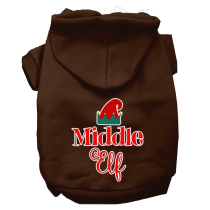 Middle Elf Screen Print Dog Hoodie Brown L