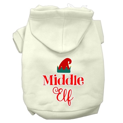 Middle Elf Screen Print Dog Hoodie Cream L