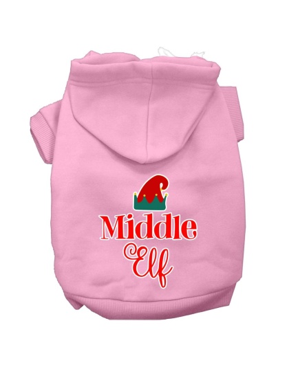 Middle Elf Screen Print Dog Hoodie Light Pink L