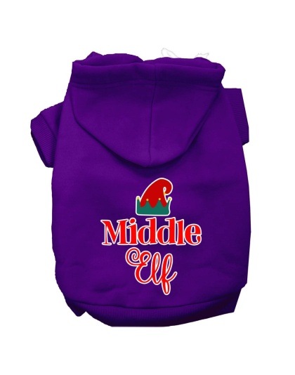 Middle Elf Screen Print Dog Hoodie Purple XXXL