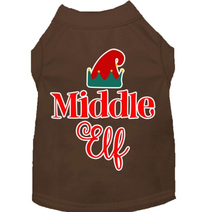 Middle Elf Screen Print Dog Shirt Brown Lg