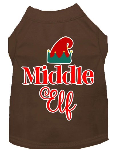 Middle Elf Screen Print Dog Shirt Brown Lg