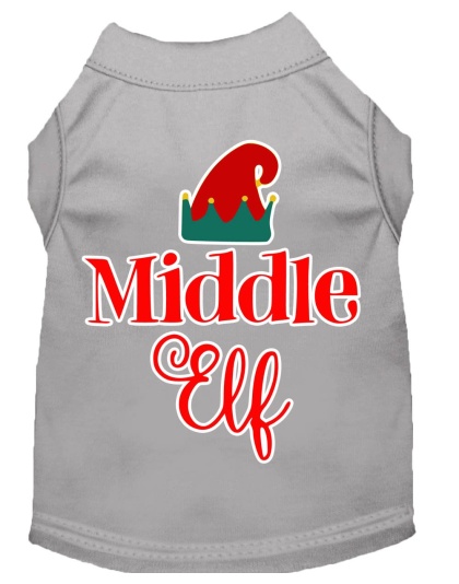 Middle Elf Screen Print Dog Shirt Grey Lg