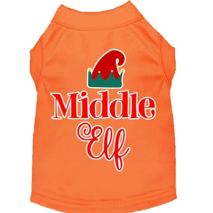 Middle Elf Screen Print Dog Shirt Orange Lg