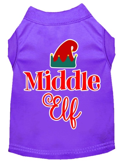 Middle Elf Screen Print Dog Shirt Purple Lg