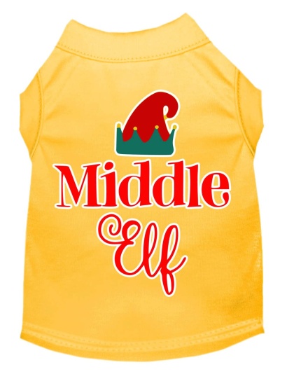 Middle Elf Screen Print Dog Shirt Yellow Lg