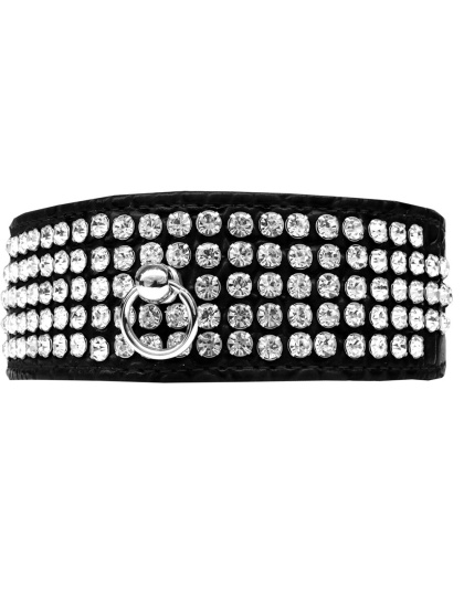 Mirage 5 Row Rhinestone Designer Croc Dog Collar Black Size 12