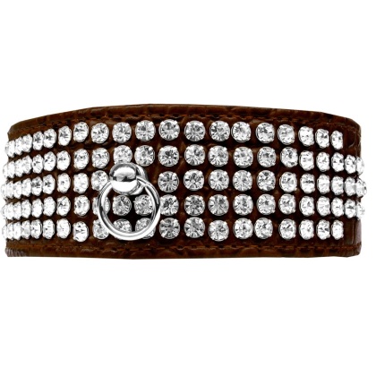 Mirage 5 Row Rhinestone Designer Croc Dog Collar Chocolate Size 12